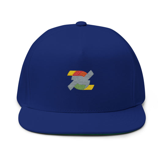 Embroidered Retro Lightning Flat Bill Cap — Rainbow Accent Snapback